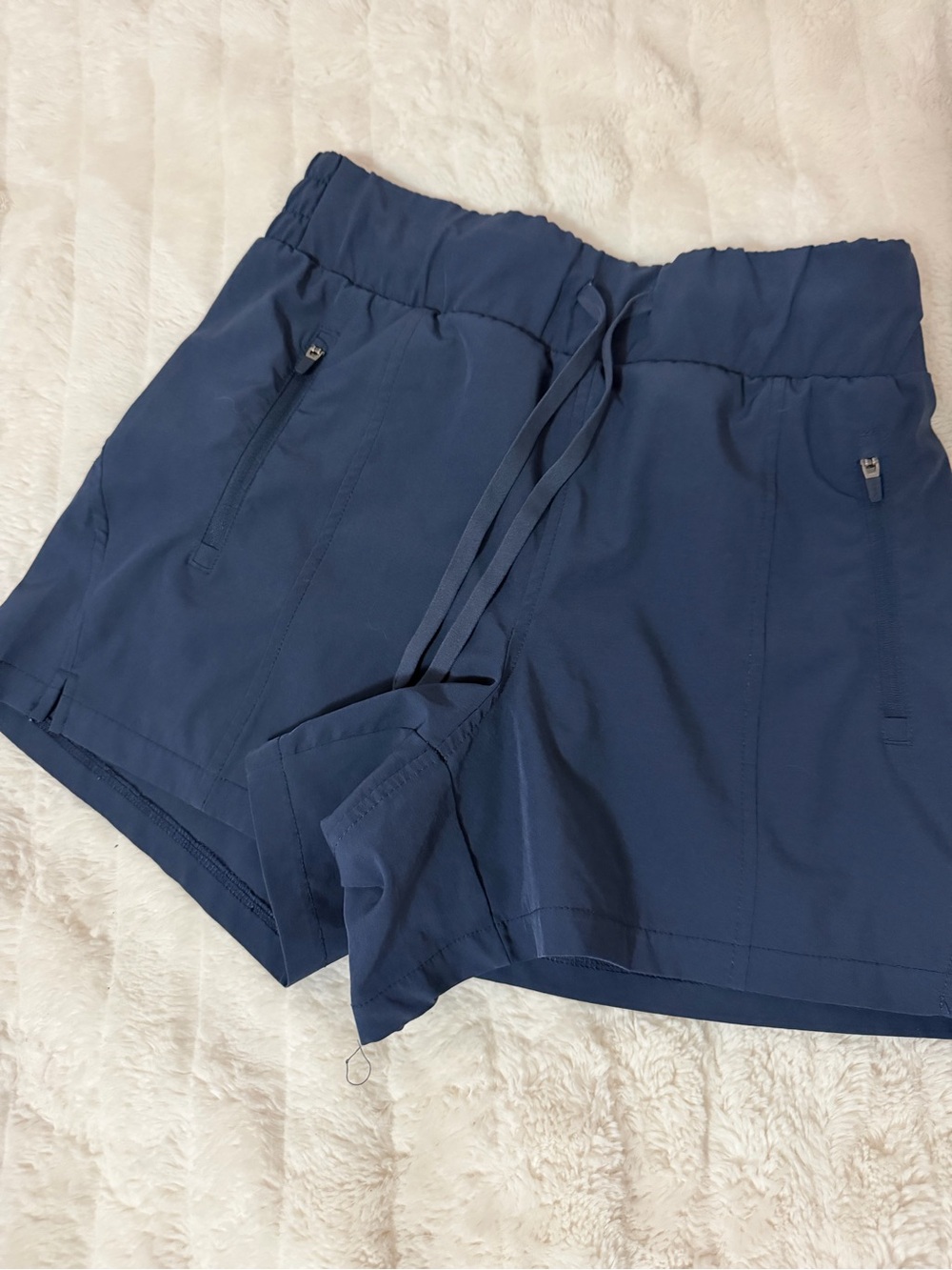 Women’s Navy Athletic Drawstring Shorts with Zip Pockets